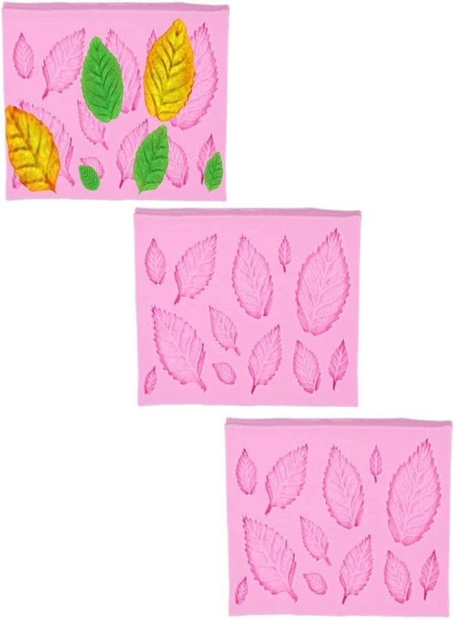 Dwuww 3Pcs 3D Small Leaf Molds Silicone for Sugar Paste, Chocolate, Fondant, Butter, Resin, Polymer Clay, Wax, Soap, Crafting Projects and Cake Decoration Clay Molds - Image 2