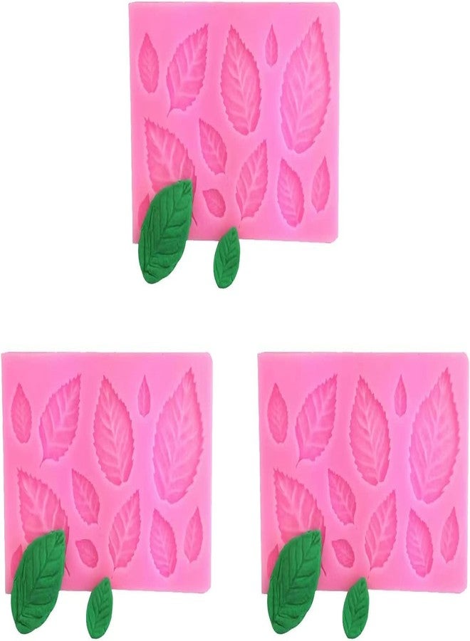 Dwuww 3Pcs 3D Small Leaf Molds Silicone for Sugar Paste, Chocolate, Fondant, Butter, Resin, Polymer Clay, Wax, Soap, Crafting Projects and Cake Decoration Clay Molds - Image 1