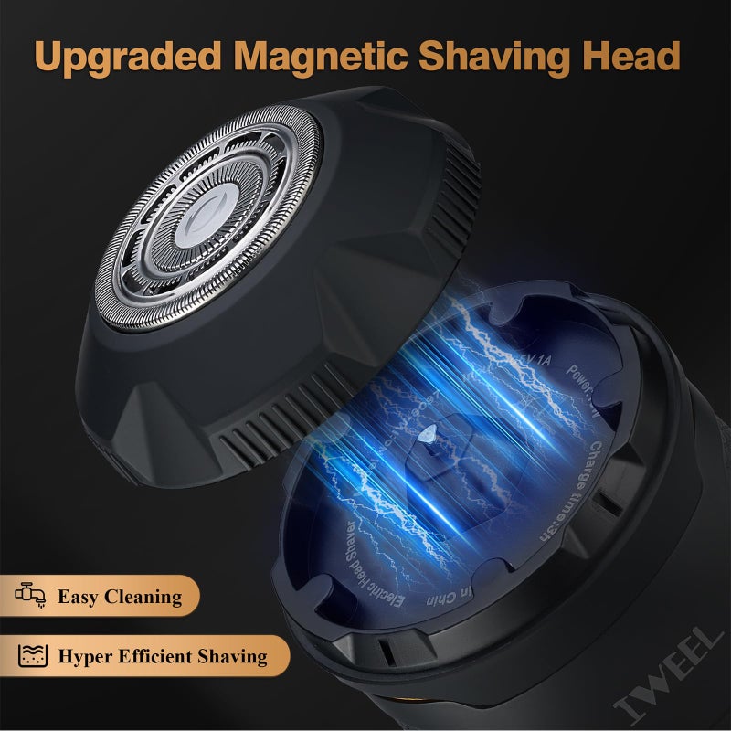 IWEEL Head Shavers for Bald Men Magnetic Electric Razor Rechargeable Head and Face Shaver for Men Beard Trimmer IPX7 Waterproof Wet/Dry Bald and Skull Shavers Cordless Grooming Kit for Travel Home - Image 4