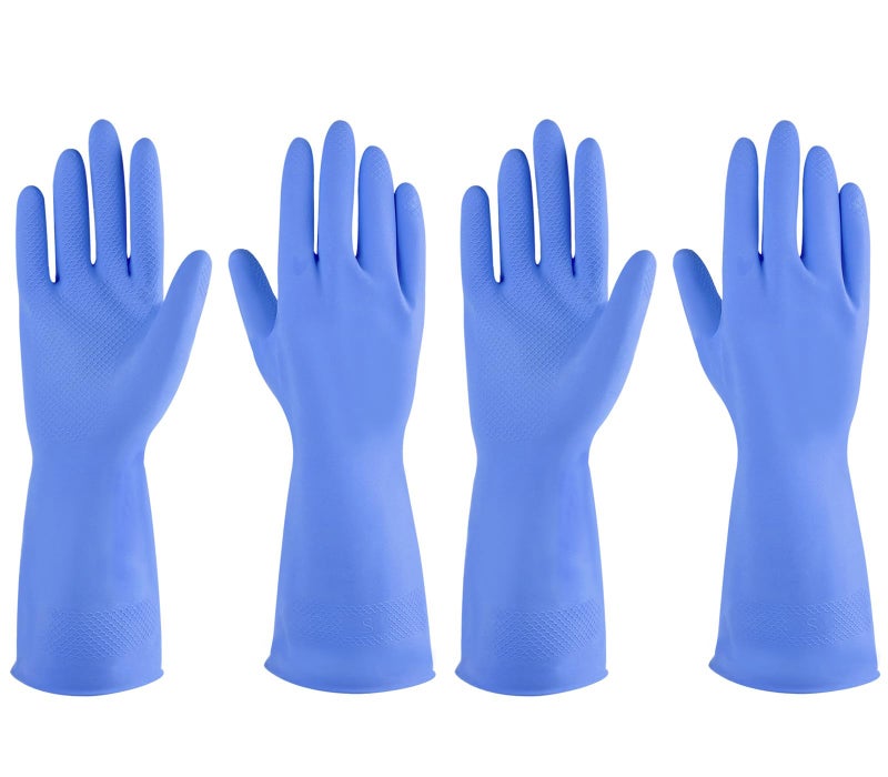 IUCGE Blue Anti-Slip Dishwashing Gloves, 2 Pairs, Small - Image 1