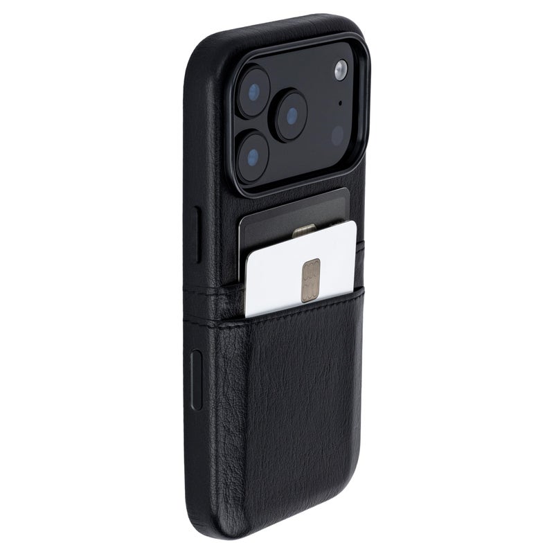 Dockem Card Case for iPhone 17 Pro with Magnetic Mounting Plate Camera Control Button Wallet with 2 Holder Slots M2 Exec Premium Synthetic Leather Black - Image 2