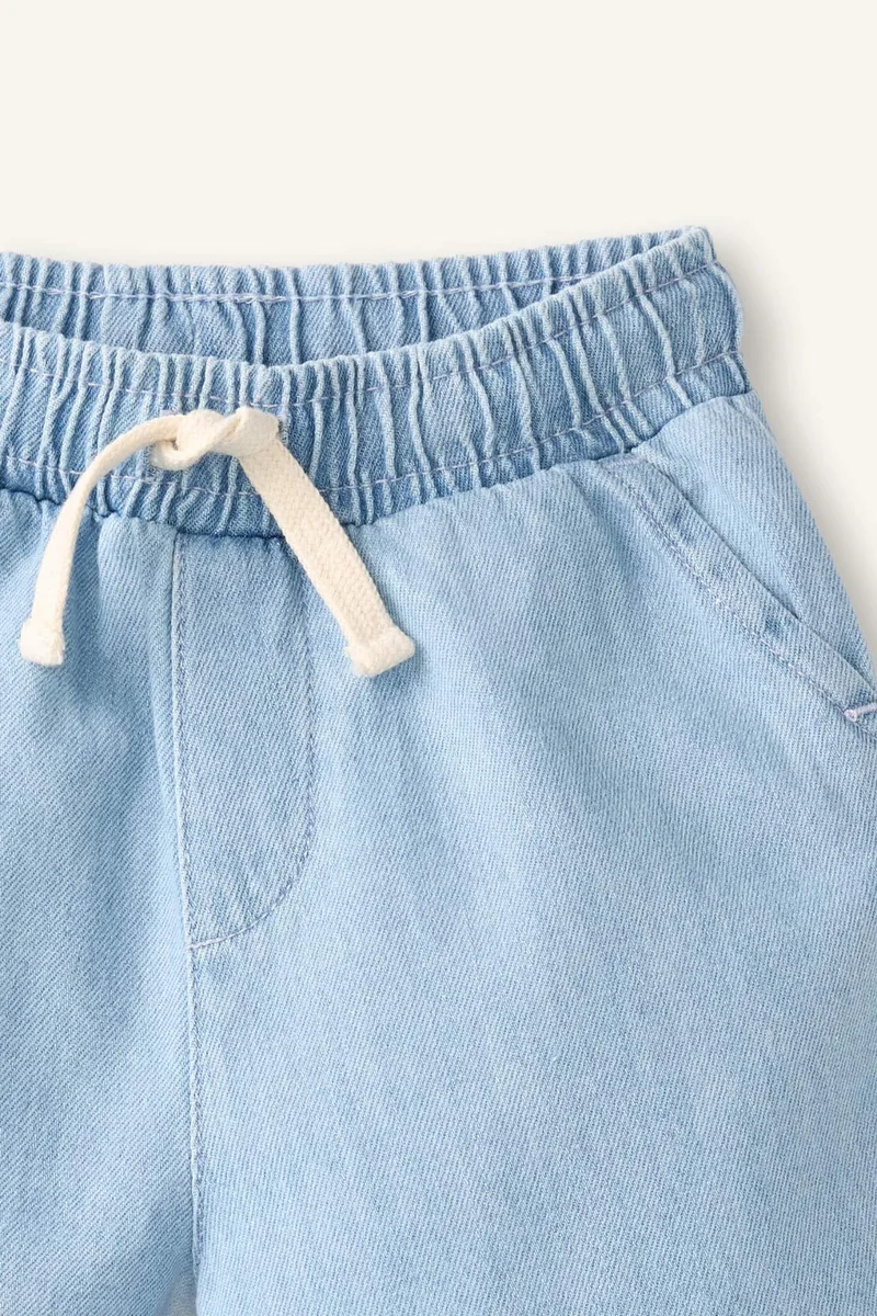 ديفاكتو Baby Boy Elastic Waist Light Blue Denim Shorts
