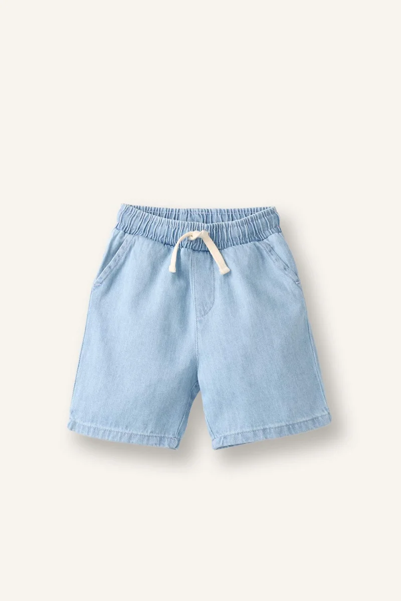 ديفاكتو Baby Boy Elastic Waist Light Blue Denim Shorts