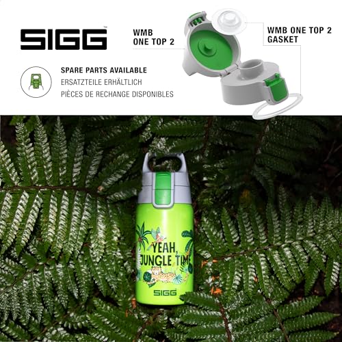 SIGG - Kids Water Bottle - Shield ONE Jungle - Leakproof - Lightweight - BPA Free - Stainless Steel - Green With Leopard - 17 Oz - Image 4