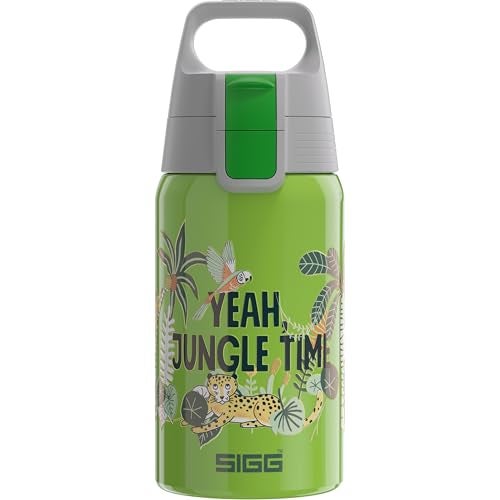 SIGG - Kids Water Bottle - Shield ONE Jungle - Leakproof - Lightweight - BPA Free - Stainless Steel - Green With Leopard - 17 Oz - Image 1