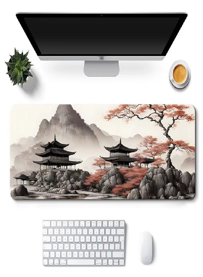 وسادة ماوس كبيرة ممتدة كبيرة، 90 سم × 40 سم × 0.3 سم × 0.3 سم، وسادة ماوس ألعاب كبيرة الحجم، لوحة ماوس لوحة مفاتيح كمبيوتر لوحة ماوس لوحة ماوس، نمط رسم المناظر الطبيعية - Image 5