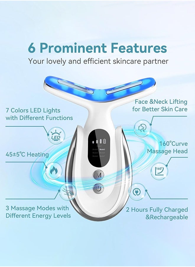 Generic - Neck Face Massager, 7-in-1 Portable Facial Massager for Enhanced Face, Neck and Shoulder Care with Vibrating and Warming Function - Image 1