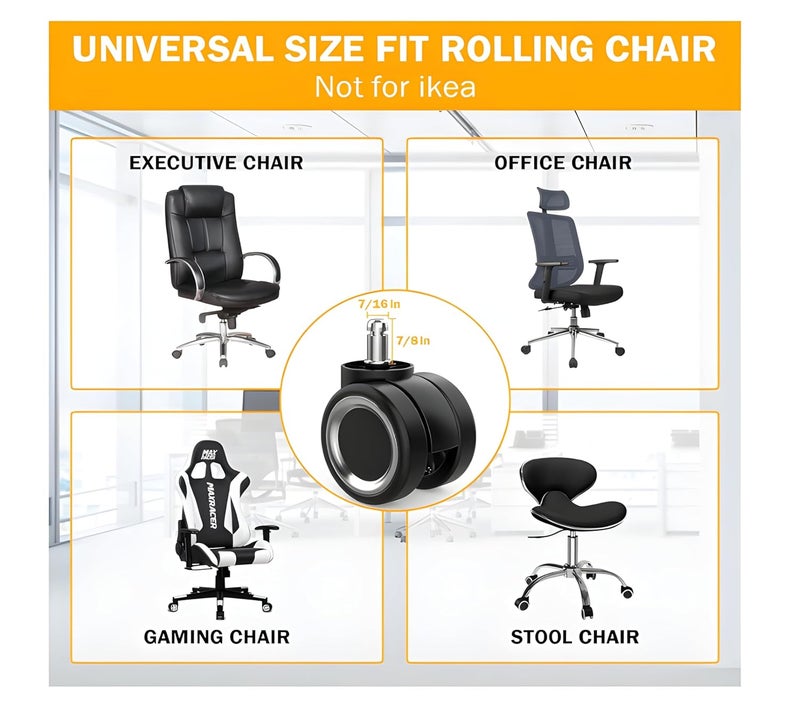 SHREYANSH HeavyDuty Nylon Ring Office Chair Wheels NoiseFree Smooth Gliding Universal FitSupports Up to 1000lbs For Ultimate Durability and Quiet Operation Pack of 5 Premium Caster - Image 3