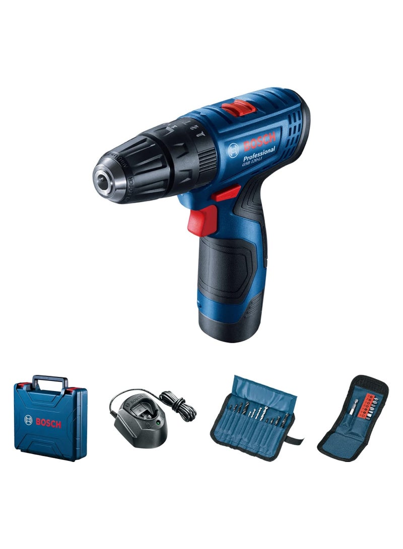 BOSCH Professional Cordless Combi GSB 120-LI (1x2Ah Battery + 23pc Screwbit+Case) for screwdriving and drilling - Image 1