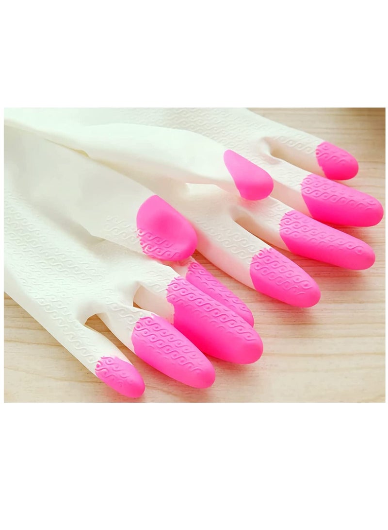 Excefore Reusable Dishwashing Cleaning Gloves with Latex free, Synthetic Rubber Gloves, Kitchen Gloves 3 Pairs, Green+Blue+Pink  - Image 4