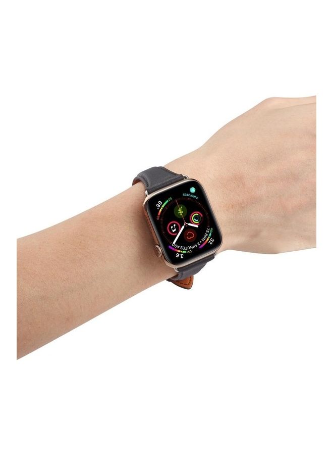 نيبمينينت سوار من الجلد الطبيعي لساعة أبل سيريز 7/6/SE/5/4/3/2/1 45/44/42 مم أسود - Image 5