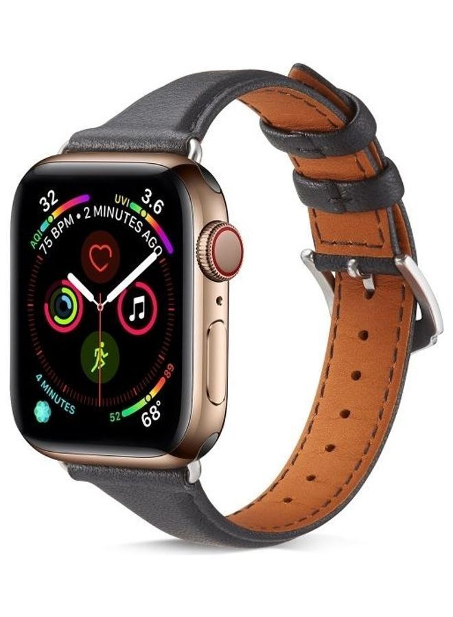 نيبمينينت سوار من الجلد الطبيعي لساعة أبل سيريز 7/6/SE/5/4/3/2/1 45/44/42 مم أسود - Image 3