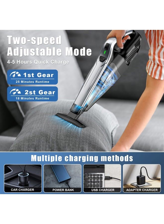 SAKOLD Car Vacuum, Pet Hair Eraser, Cordless Handheld Vacuum with Powerful Suction, Type-C Charge, 2 Suction Modes, 6-in-1 Portable Mini Vacuum for Home, Car, Office Desk, Keyboards - Image 5