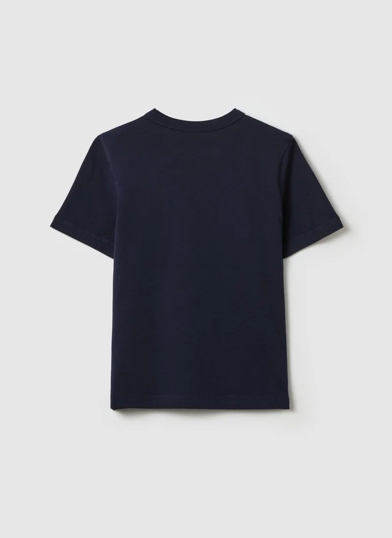 او في اس Solid Colour T-Shirt In Organic Cotton