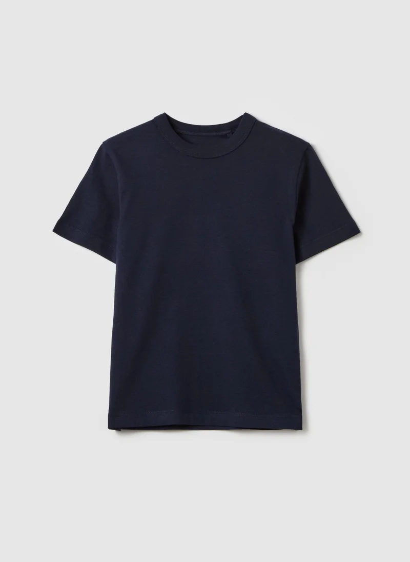 او في اس Solid Colour T-Shirt In Organic Cotton