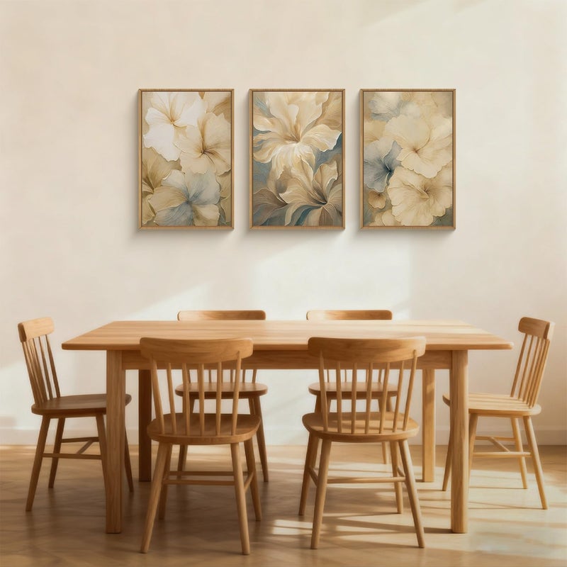 KAIRNE Abstract Floral Framed Canvas Wall Art Set of 3, Modern Neutral Flower Prints, Boho Botanical Artwork for Living Room Bedroom Office, 16Ã—24inch - Image 4