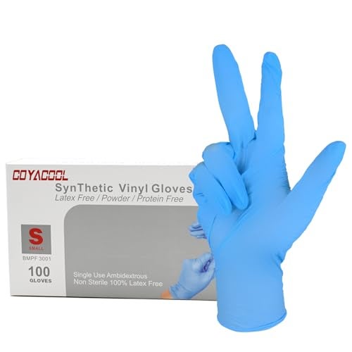 COYACOOL Disposable Gloves Medium, Nitrile and Vinyl Blend Material Gloves, Latex Free, 4 Mil,100 Pc. Food Grade Glove for Cleaning, Food Prep, Hair Dye, Tattoo, Blue - Image 1
