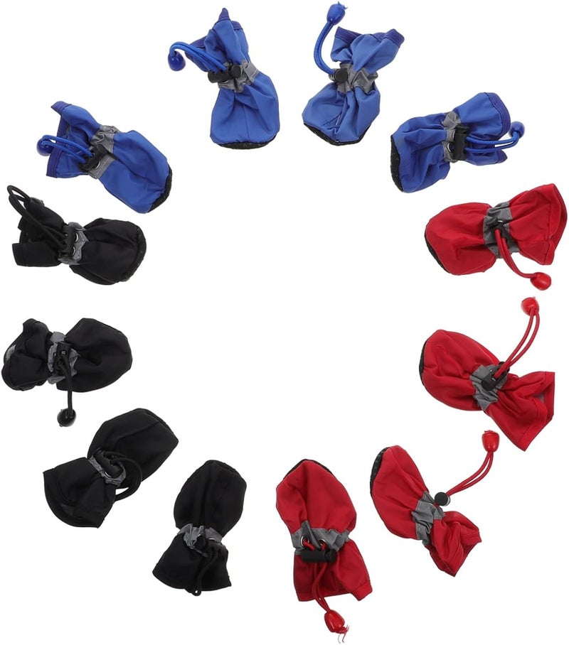Totority 3pcs Pet Rain Boots Durable Dog Shoes All Weather Red Black Blue Easy Wear Non Slip Design Size L - Image 1