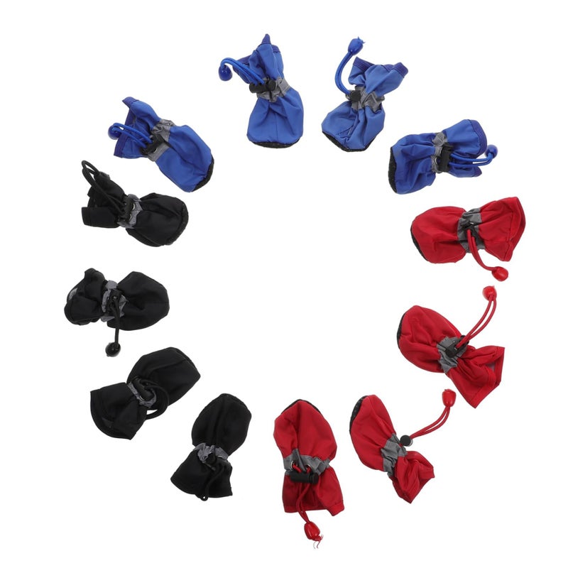 Totority 3pcs Pet Rain Boots Durable Dog Shoes All Weather Red Black Blue Easy Wear Non Slip Design Size L - Image 2