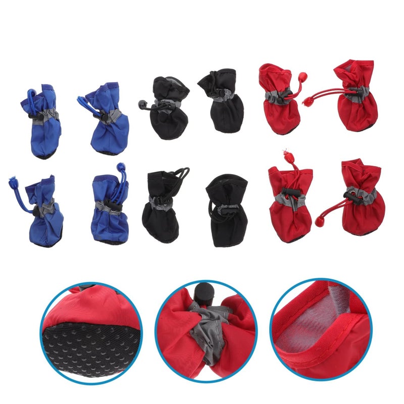 Totority 3pcs Pet Rain Boots Durable Dog Shoes All Weather Red Black Blue Easy Wear Non Slip Design Size L - Image 5