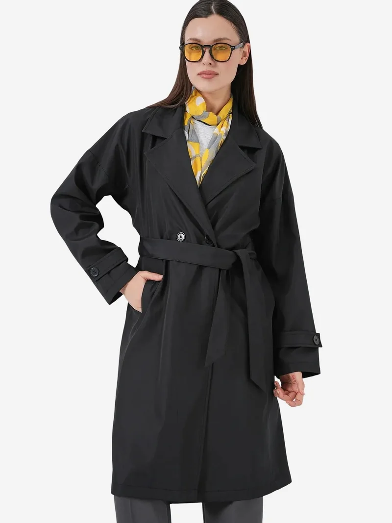BIG DART BDART Belted Long Trench Coat with Jacket Collar