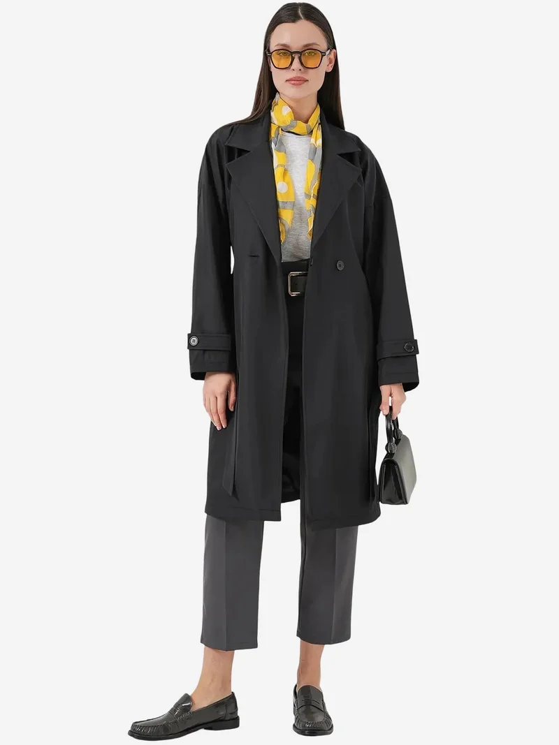 BIG DART BDART Belted Long Trench Coat with Jacket Collar