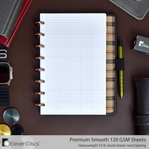Eleven Discs Discbound Paper, Junior Size Engineering Grid Sheets - Premium 120gsm Heavyweight Notebook & Planner Refills - 8 Discs, 5.5 x 8.5 in - Punched for Circa, Arc, TUL (50 Sheets) - Image 2