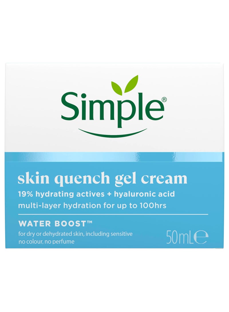 simple Water Boost Skin Quench Gel Face Cream with 19% Hydrating Actives and Hyaluronic Acid Moisturiser For Dry Skin 50ml - Image 1