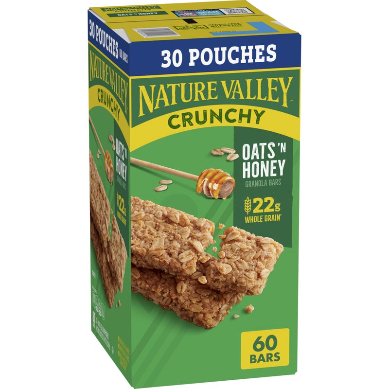 Nature Valley Crunchy Oats 'n Honey Granola Bars, 60 Bars, 44.7 OZ (30 Pouches) - Image 1