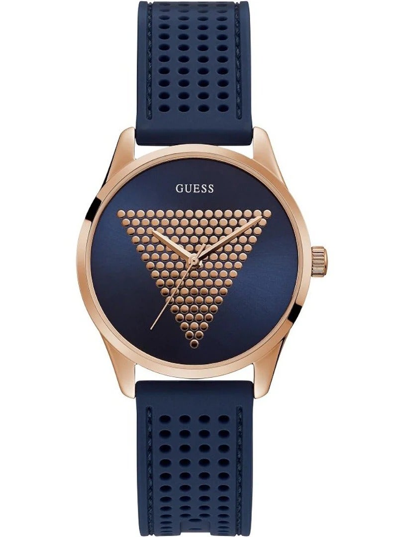 GUESS - W1227L3 - WATCH FOR LADIES ROSE GOLD WITH PLAIN STAINLESS STEEL - BLUE SILICONE STRAP - Image 1