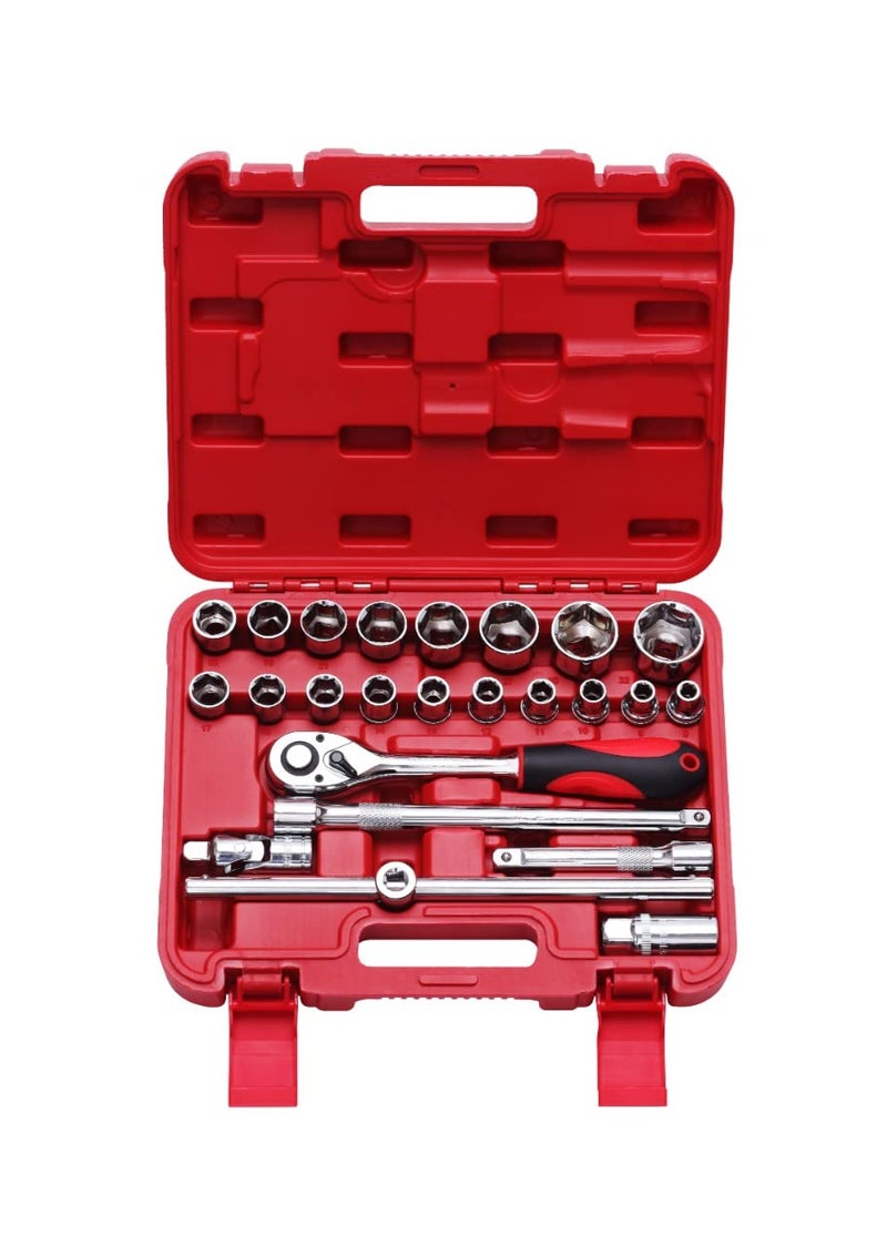 FREEMANS 1/2" Square Drive 24 Pieces HEX Sockets set With Carry Box, Chrome Vanadium Steel, Use for Home & Industrial || Professional Automobiles || Bike || Car Repair Tool Kit || 1 Year Warranty - Image 1