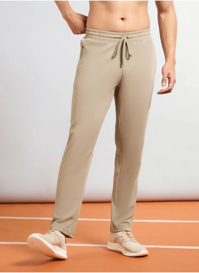 Technosport Men Brown Solid 4-Way Stretch Track Pants