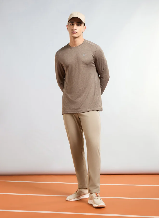 Technosport Men Brown Solid 4-Way Stretch Track Pants