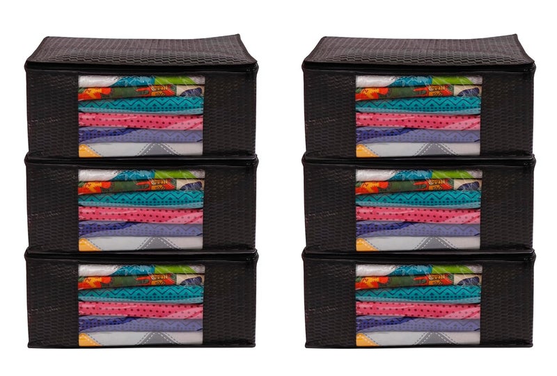 AI ANKIT INTERNATIONAL Shaping Fabric Garment Cover - Non-Woven 90 GSM with Transparent Window & Double Metal Zipper - Pack of 6 - Image 1