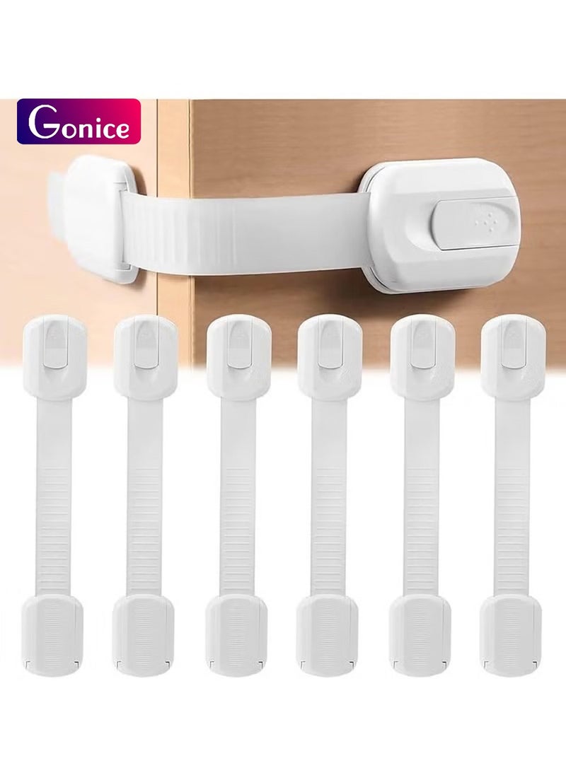 Gonice Child Safety Latches (6-Pack) | Cabinet Locks Baby Proofing| Baby Proofing set Strong and adjustable child locks suitable to lock door, fridge, toilet seat, cabinet, drawer, window, and oven  - Image 1