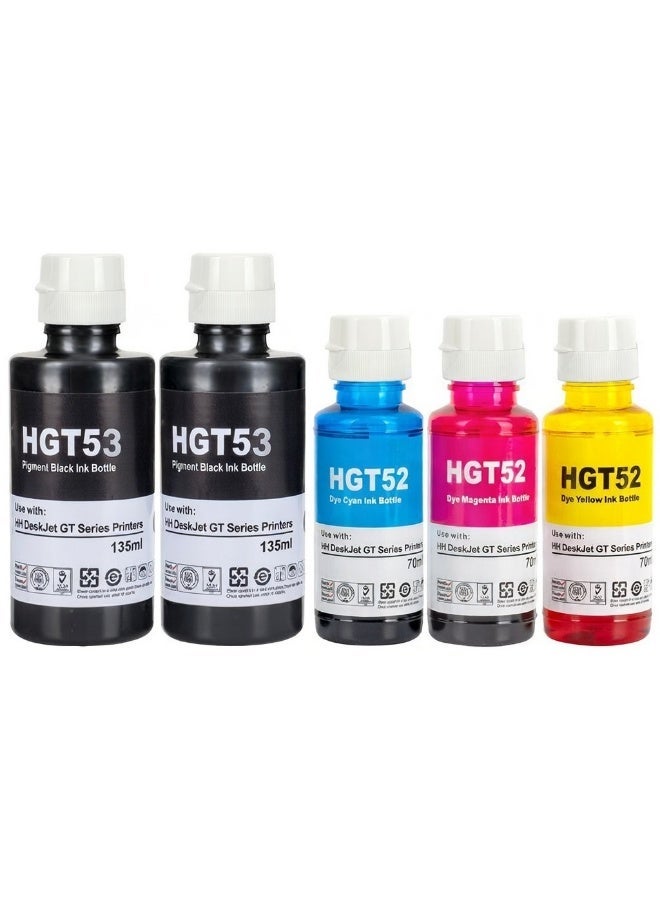 NexNova® GT53XL 135ml GT52 100ml 5-Pack for HP Printer DeskJet Smart GT Tank Black Cyan Magenta Yellow - Image 1
