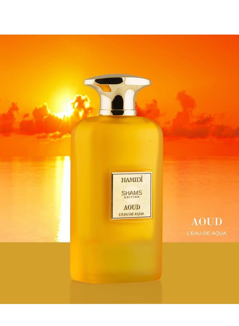 HAMIDI عطر حميدي شمس إيديشن عود ل'eau دي أكوا للرجال والنساء 100 مل، عطر مائي، يدوم طويلاً - Image 2