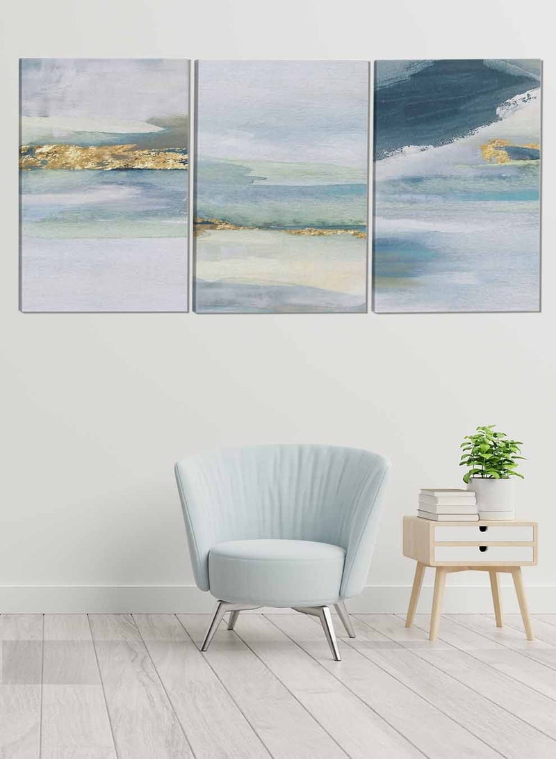 LOWHA Set Of 3 Framed Canvas Wall Arts Stretched Over Wooden Frame Abstract Paintings For Home Living Room Office Decor - Image 1