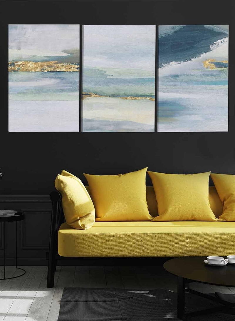 LOWHA Set Of 3 Framed Canvas Wall Arts Stretched Over Wooden Frame Abstract Paintings For Home Living Room Office Decor - Image 3