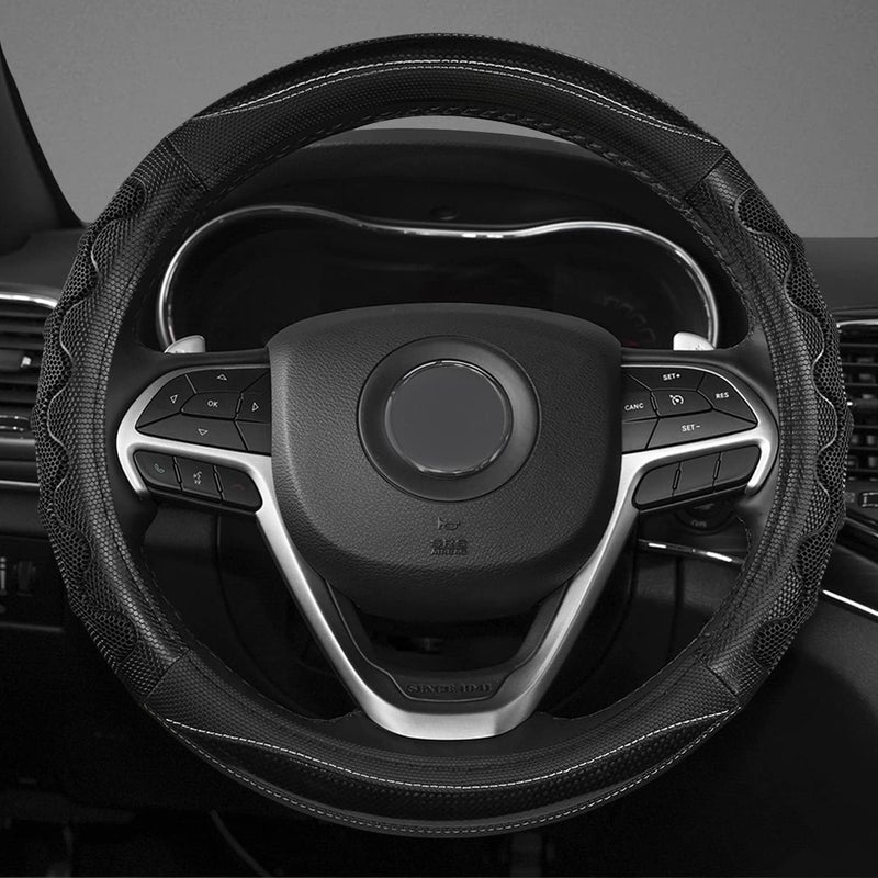 GIANT PANDA Steering Wheel Cover for Jeep Wrangler, Car Steering Wheel Cover for Jeep Grand Cherokee and Cherokee - Black - Image 2