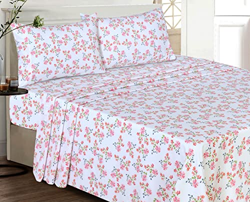 RUVANTI 100% Cotton Sheets Queen Size Set, 4 Pieces, Soft & Breathable Percale Weave Bedding, Deep Pocket 16", Hotel Standard, Crisp Cool Feeling, Durable, Perfect Floral Bed Sheet, Bloomex - Image 2