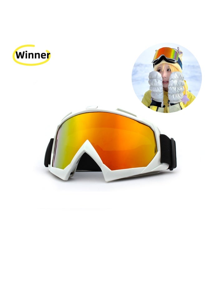 Winner Motocross Goggles for Men Women Adult Youth - Windproof Dirt Bike Goggles, Dustproof Offroad Riding Racing Skiing Glasses (White Frame+Color Lens) - Image 1