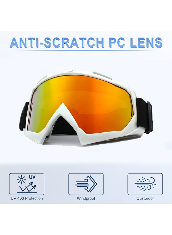 Winner Motocross Goggles for Men Women Adult Youth - Windproof Dirt Bike Goggles, Dustproof Offroad Riding Racing Skiing Glasses (White Frame+Color Lens) - Image 2