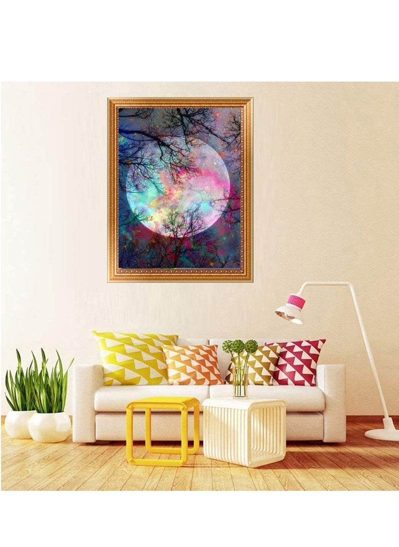 SYOSI Bright Moon Full Drill Embroidery Cross Stitch Picture Supplies Arts Craft Wall Sticker Decor Diamond Dotz Painting Kits For Adults 11.8x15.8 inch Diamond Painting Disney  - Image 2