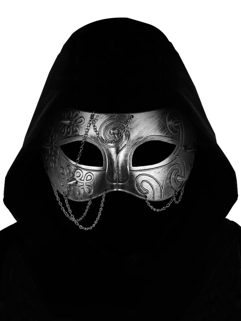 Guayma Steampunk Oni Masquerade Mask for Men/Women Halloween Mardi Gras Venetian Costume Party Prom Ball,Silver - Image 1