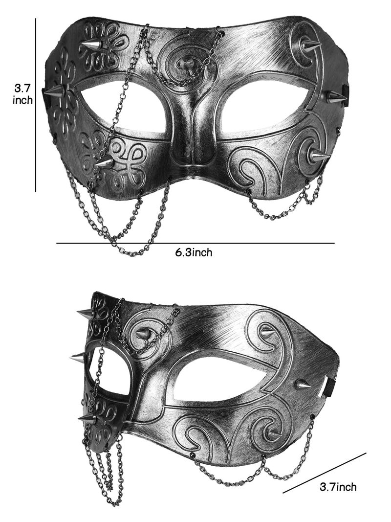 Guayma Steampunk Oni Masquerade Mask for Men/Women Halloween Mardi Gras Venetian Costume Party Prom Ball,Silver - Image 5