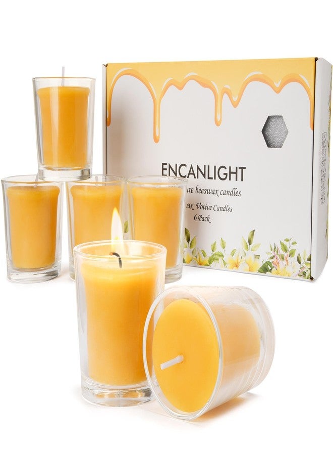 ENCANLIGHT 6 Pack Clear Cup Filled Beewaxs 12-Hour Beeswax Prayers Candle,Long Burn,Burn Clean and Smokeless to Dreading Church Spa Diner Holidays Party - Image 1