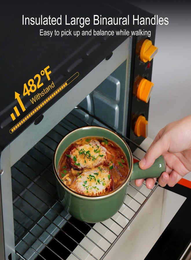 مونيتور أوعية شوربة البصل الفرنسية من مونيتو، سعة 16 أونصة، أوعية شوربة سيراميك بمقابض، أوعية شوربة قابلة للتكديس، آمنة للاستخدام في الفرن/الميكروويف/غسالة الصحون، مناسبة للحبوب والشوربات واليخنات. - Image 4