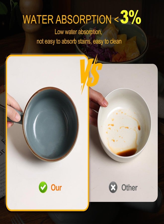 مونيتور أوعية شوربة البصل الفرنسية من مونيتو، سعة 16 أونصة، أوعية شوربة سيراميك بمقابض، أوعية شوربة قابلة للتكديس، آمنة للاستخدام في الفرن/الميكروويف/غسالة الصحون، مناسبة للحبوب والشوربات واليخنات. - Image 3