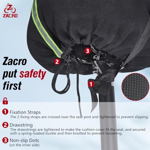 Zacro Bike Seat Cushion - Gel Padded Bike Seat Cover for Men Women Comfort, Extra Soft Exercise Bicycle Seat Compatible with Peloton, Outdoor & Indoor Bike Saddles(Large, Black) - Image 4